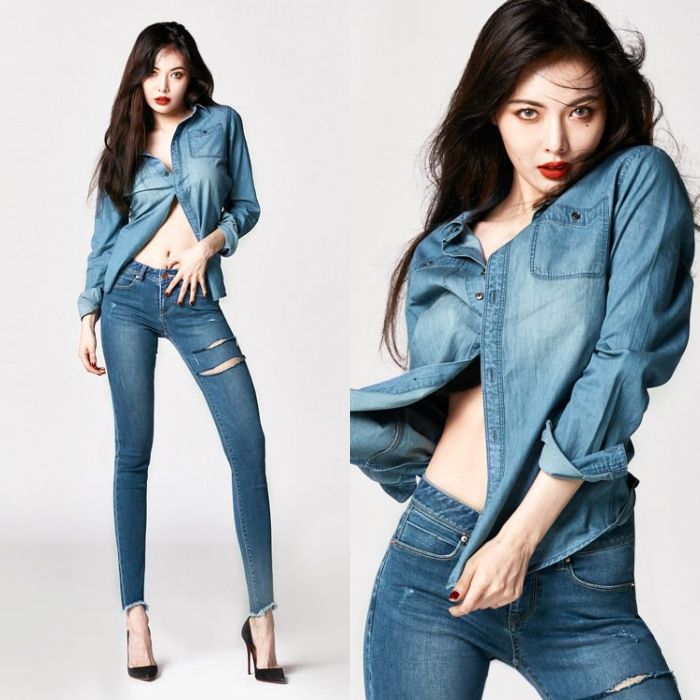 Hyuna Tampak Seksi dengan Pakaian Denim on Denim