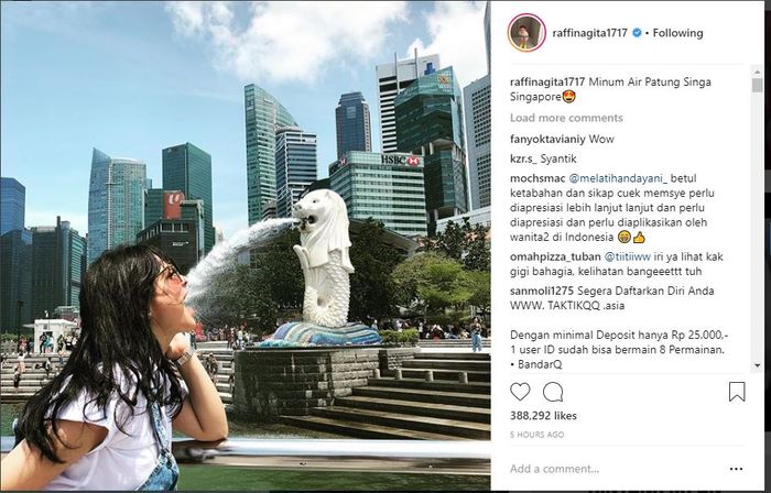 Pose Nagita Slavina Di Depan Patung Merlion Bikin Netizen