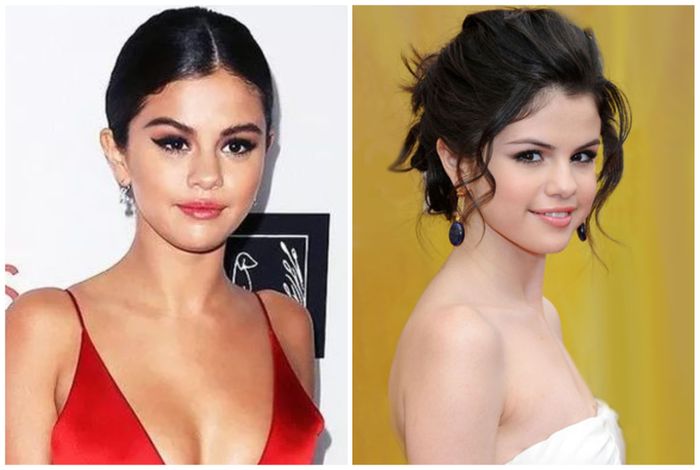 Gaya updo yang ditarik kencang (dari tahun 2013), dengan messy updo (dari tahun 2016) dengan sedikit