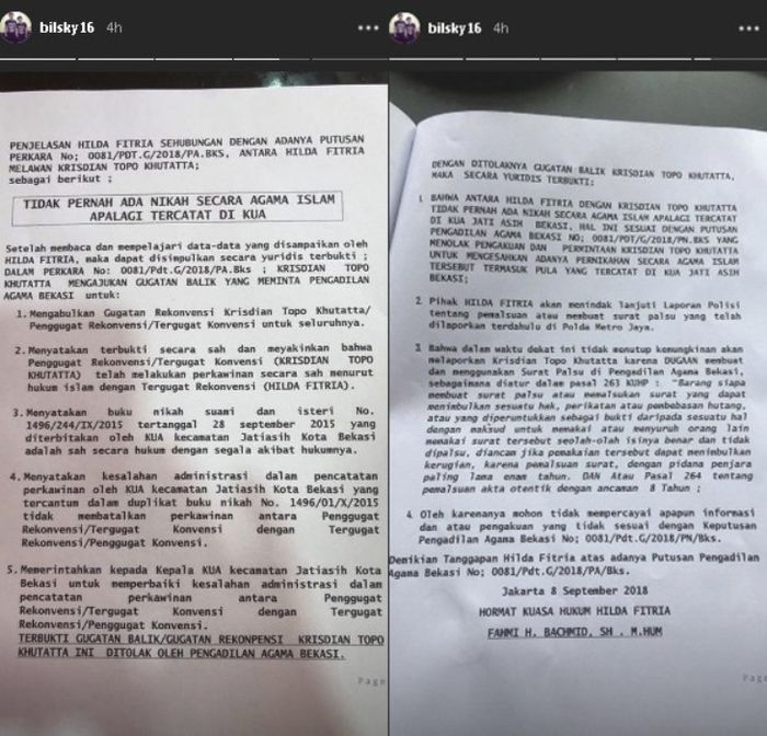 Billy Syahputra Sodorkan Surat Pengajuan Banding Hilda Ke