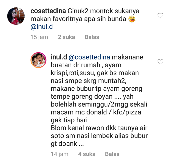 Penjelasan Inul mengenai Ivan yang tidak bisa makan nasi