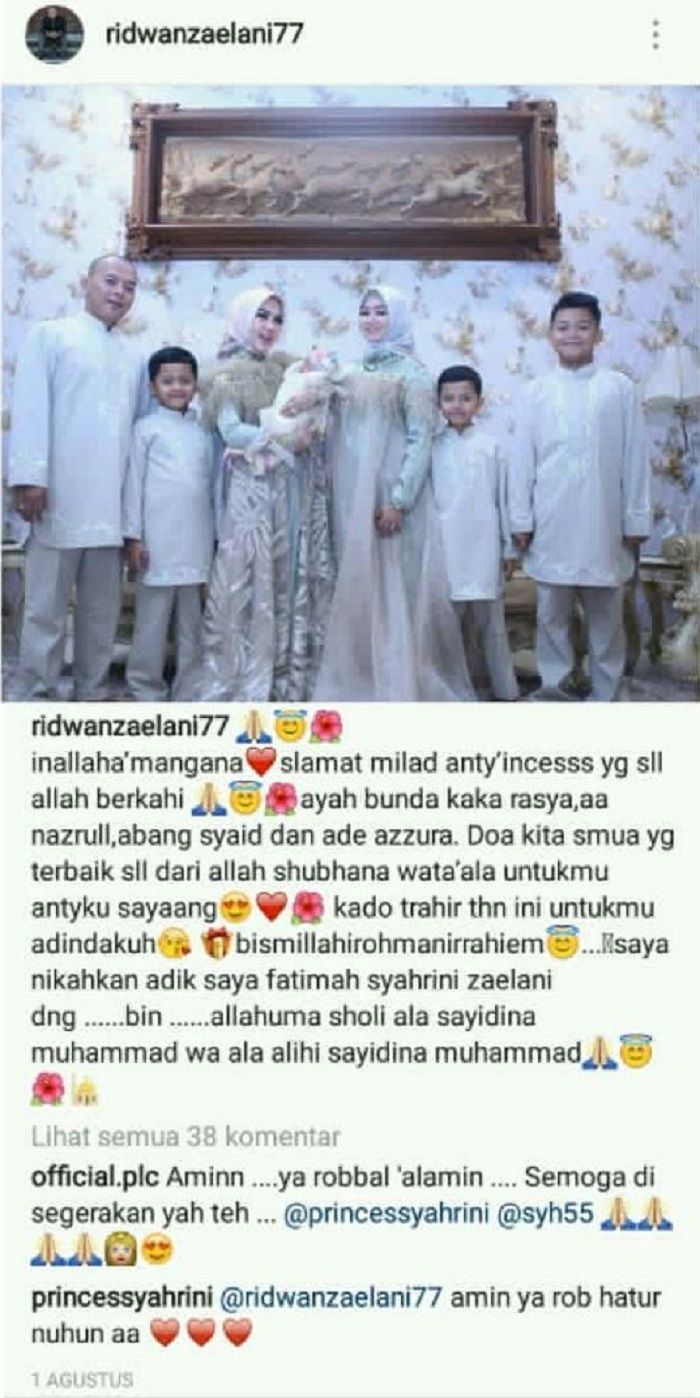 Unggahan Ridwan Zaelani saat Syahrini berulang tahun
