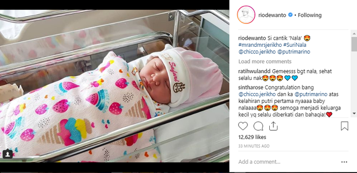 Jenguk Bayi Putri Marino dan Chicco Jerikho, Rio Dewanto 