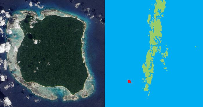 Pulau Sentinel Utara termasuk dalam gugusan Kepulauan Andaman, India. 