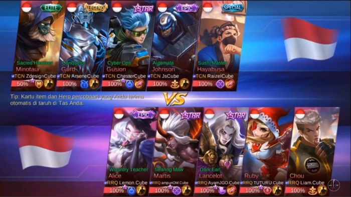 Pick Hero Team Capcorn VS RRQ O2 Match 2 MPL ID Season 2 Week 4