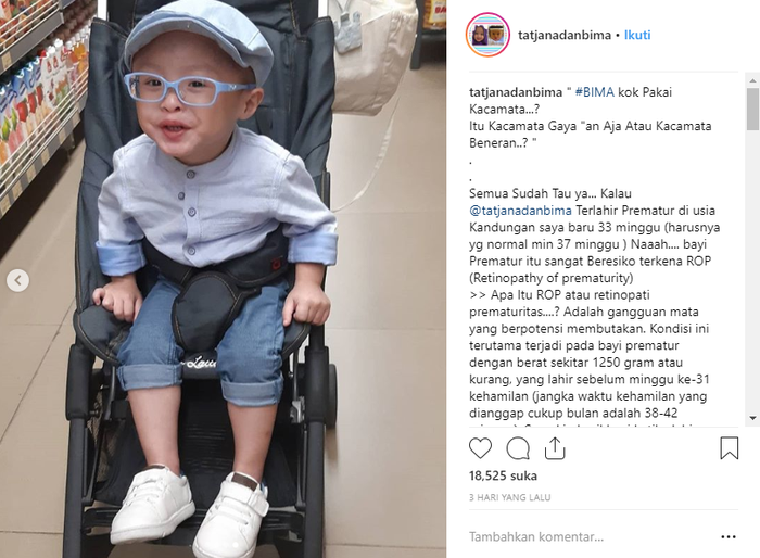 Bima, anak kembar Cynthia Lamusu menderita penyakit langka ROP dan harus pakai kacamata sejak kecil