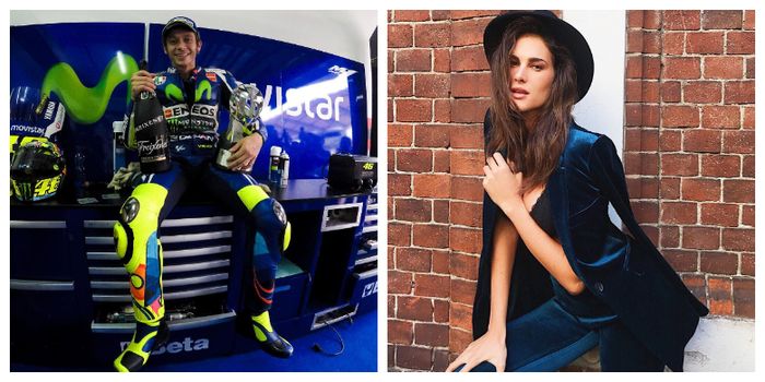 Kolase foto Valentino Rossi (kiri) dan Francesca Sofia Novello