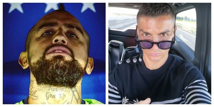 Kolase foto Arturo Vidal (kiri) dan Cristiano Ronaldo