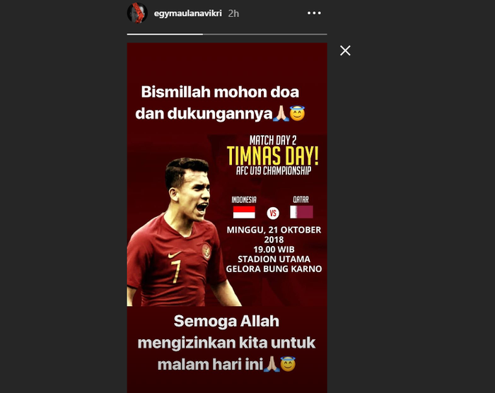 Instastory Egy Maulana Vikri.