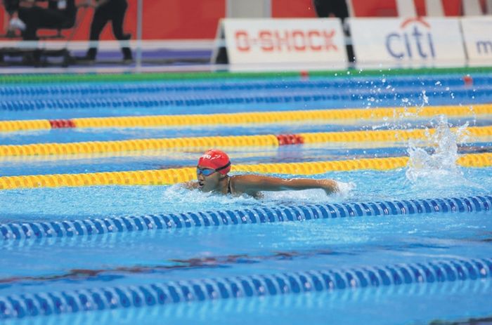Altet renang, Mutiara Cantik Harsono saat berkompetisi di ajang Asian Para Games 2018