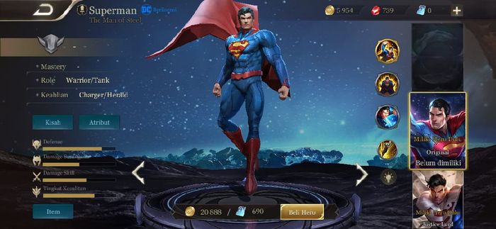 Superman, Hero Warrior/Tank Arena of Valor (AOV)