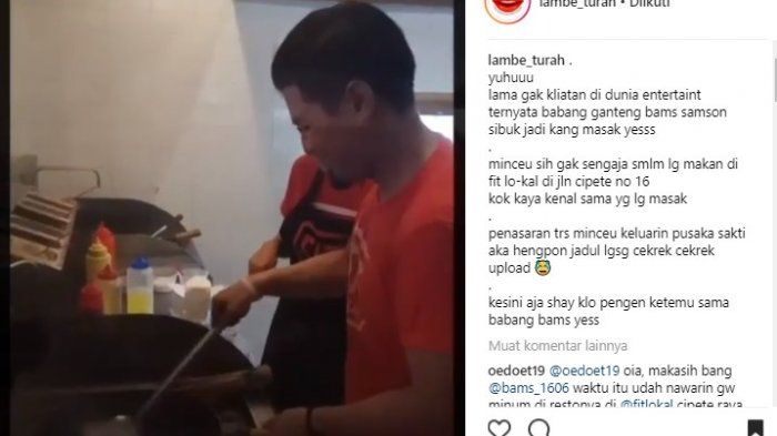Bams saat memasak sendiri di restoran
