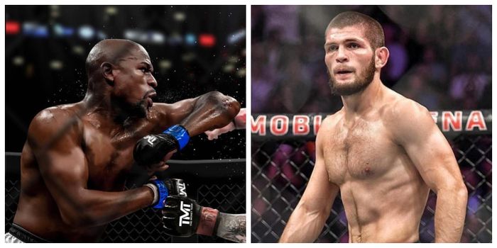 Floyd Mayweather (kiri) dan Khabib Nurmagomedov (kanan)