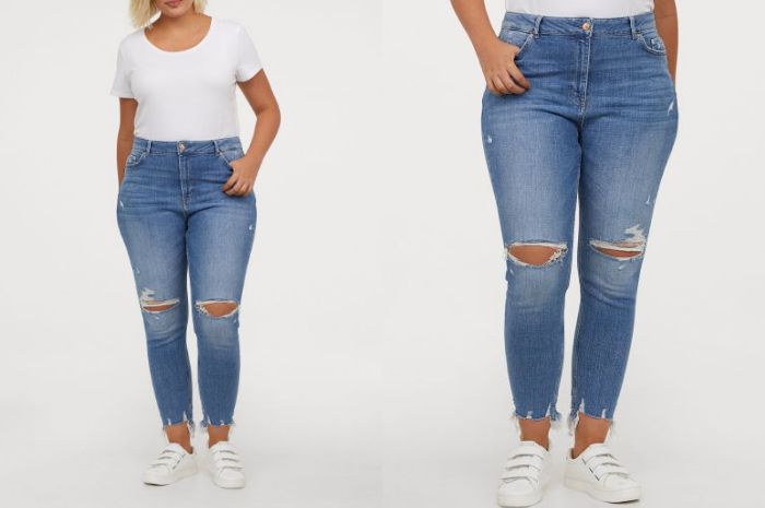 Celana model ripped dengan detail yang simpel cocok untuk pemilik paha besar