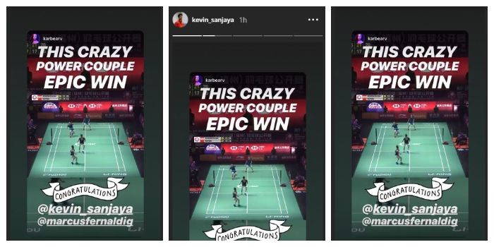 instastory Instagram Karen Vendela direpost oleh Kevin Sanjaya, Minggu (11/11/2018)