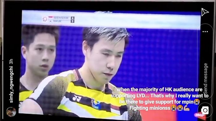 unggahan Ng Weng Chi saat menonton pertandingan Marcus/Kevin