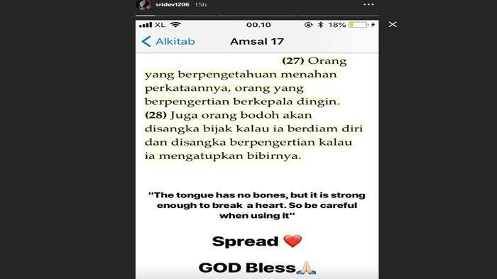 
Curhatan Sri Devi lewat insta story Instagramnya
