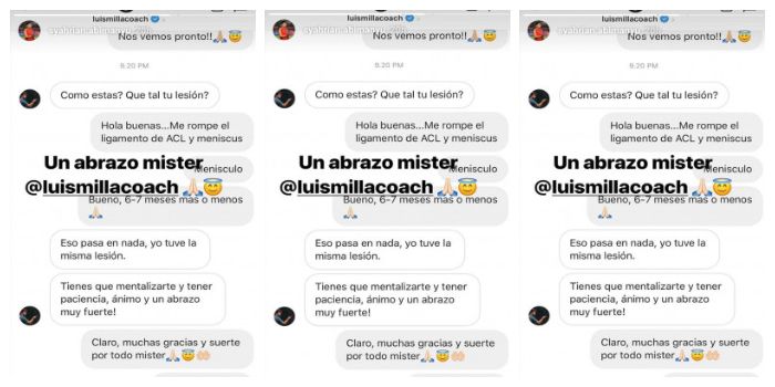 Luis Milla menanyakan keadaan Syahrian Abumanyu melalui DM Instagram