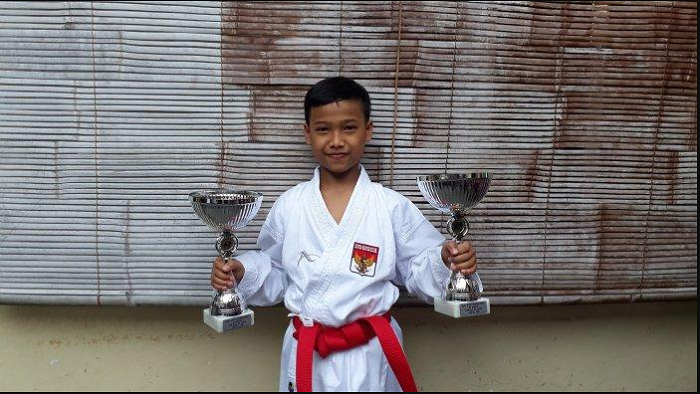 Nandana Putra Purnama, bocah 11 tahun asal Solo peraih juara pertama Karate internasional di Belgia.