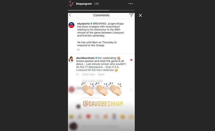 Komentar David Beckham terkait hukuman Juergen Klopp.