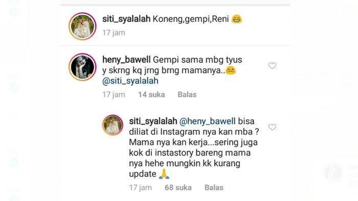 Komentar di akun Instagram Koneng 