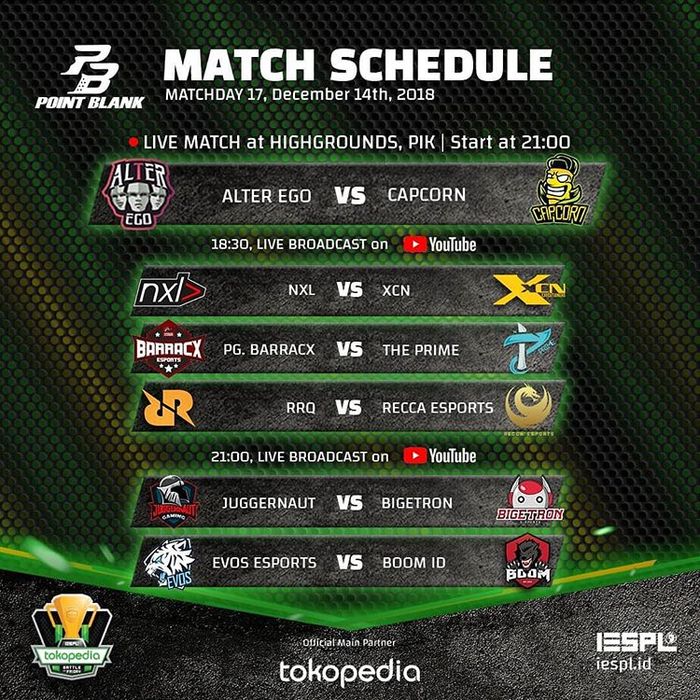 Point Blank schedule on Tokopedia Battle of Friday 17th week