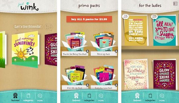 Aplikasi justWink Greeting Cards
