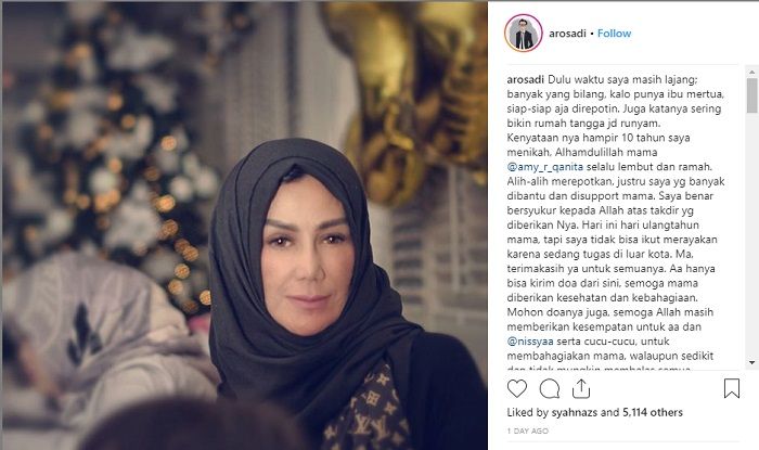 Unggahan Andika Rosida tentang sifat asli Amy Qonita, ibunda Raffi Ahmad.