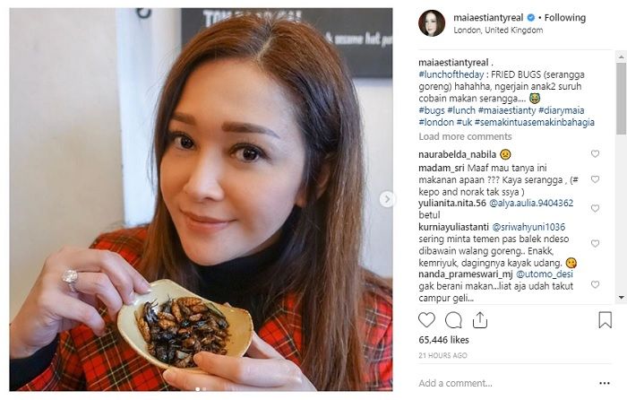 Biasa Makan Makanan Mewah, Maia Estianty Ajak Anak dan Calon Mantu Makan Serangga di London