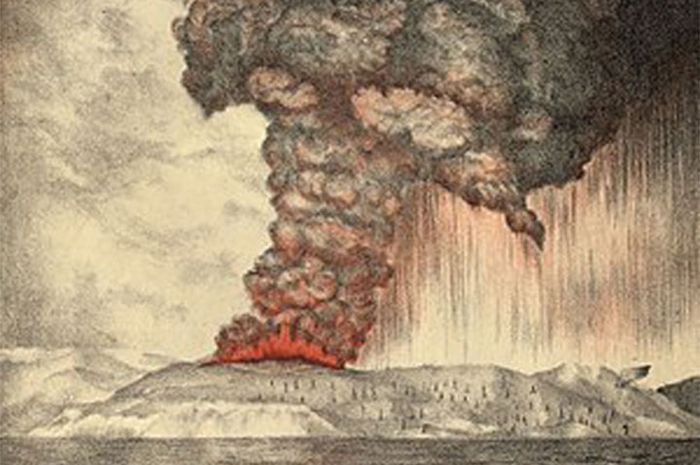 Lukisan yang menunjukkan letusan Gunung Krakatau tahun 1883.