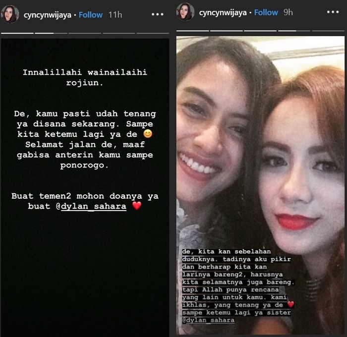 Tangkapan layar unggahan Cynthia Wijaya.