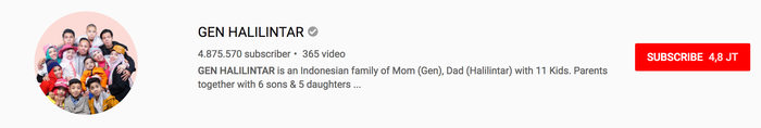Youtube Channel Gen Halilintar