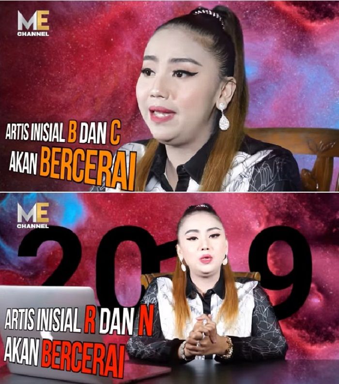 Paranormal Mama Ella ungkap inisial artis yang akan bercerai. Paranormal Mama Ella Sebut Pasangan Artis Berinisial R dan N Akan Bercerai di Tahun 2019