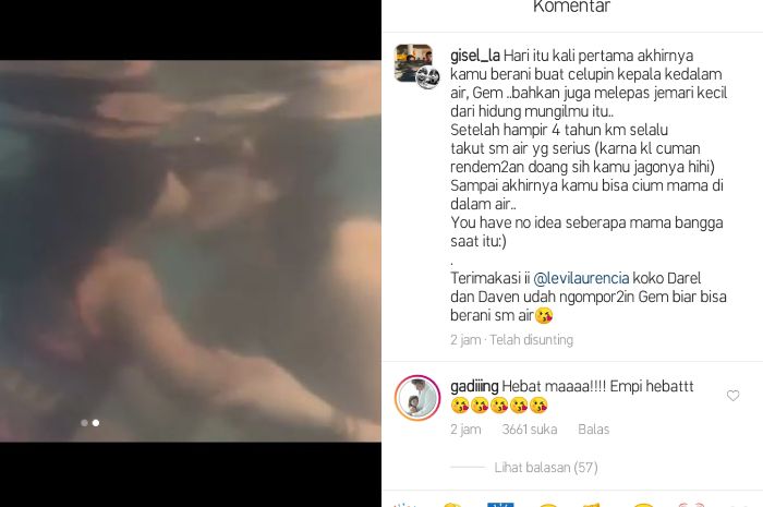 Gempi saat mencium Gisel di dalam air