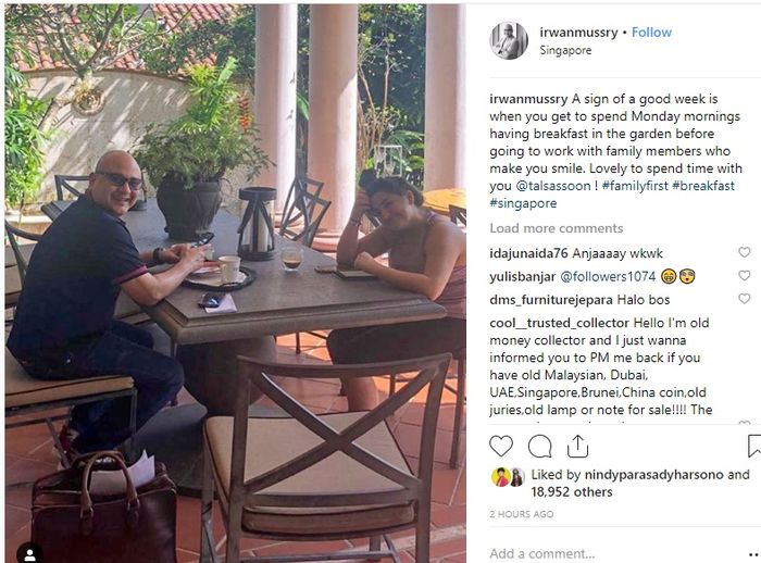 Unggahan Irwan Mussry. Tanpa Maia Estianty, Irwan Mussry Asyik Sarapan Bareng Wanita Ini di Singapura