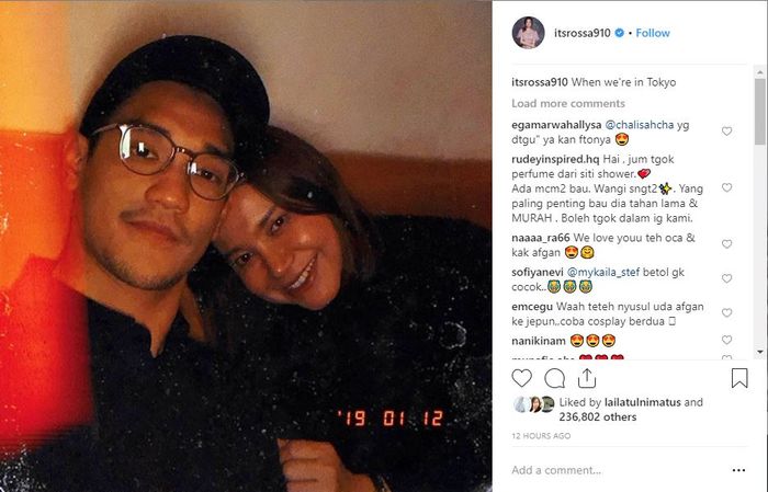 Bersandar Manja di Pundak Afgan saat Liburan Bareng ke Jepang, Rossa: I Love You More Than Wi-Fi.