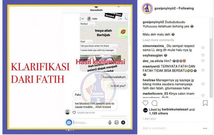 Percakapan Lucinta Luna dan Fatih Seferagic