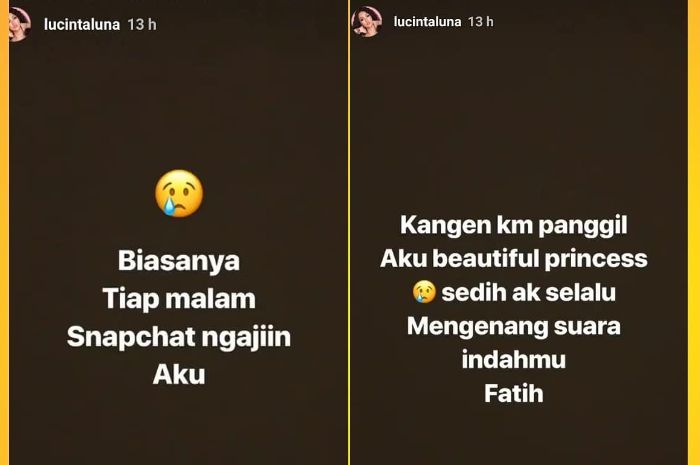 Unggahan akun gosip saat Lucinta Luna curhat yang diduga ditujukan untuk Fatih Seferagic