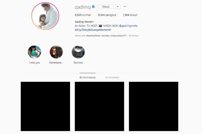 Akun Instagram Gading Marten.