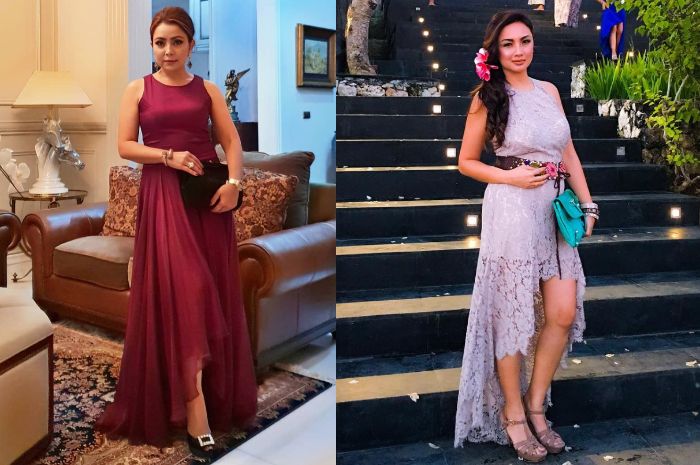 Adu Gaya Mewah Menantu keluarga Cendana Mayang Sari VS Tata Cahyani saat pakai gaun elegan tanpa lengan