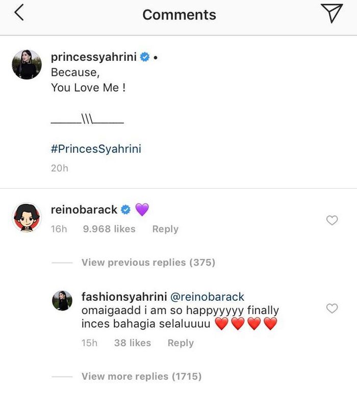 Syahrini Tulis Because You Love Me, Reino Barack Beri Tanda Cinta