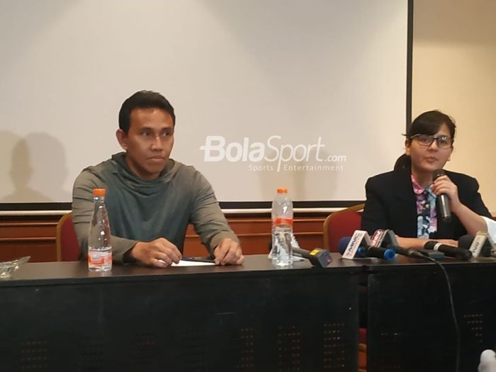 Presentasi Bima Sakti sebagai pelatih timnas U-16 Indonesia di Hotel Sultan, Jakarta, Rabu (30/1/2019).