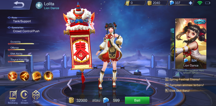 Lolita's new skin, Lion Dance