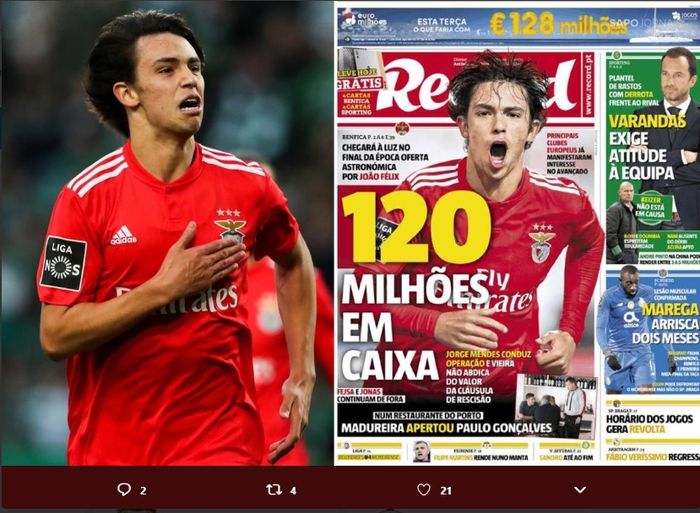 Joao Felix, bintang muda Portugal milik Benfica yang sedang naik daun kepopulerannya kini diincar oleh Juventus.