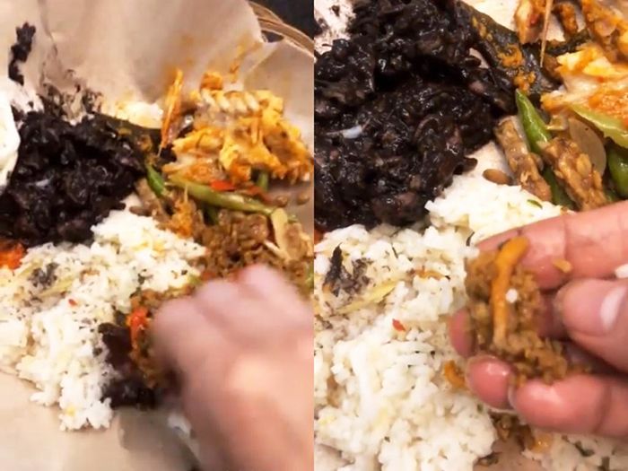 Bella makan dengan tangan