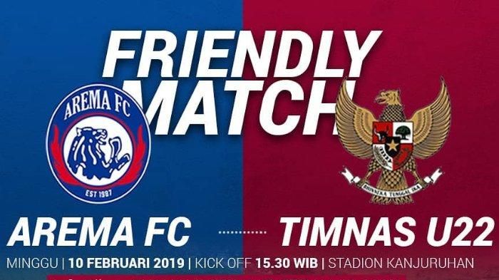 Live streaming timnas U-22 Indonesia vs Arema FC disajikan langsung pada laga uji coba di Stadion Kanjuruhan, Kabupaten Malang, Minggu (10/2/2019).