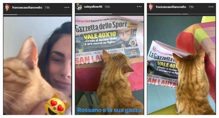 Instastory Instagram Valentino Rossi dan Francesca Sofia Novello, Jumat (15/2/2019).