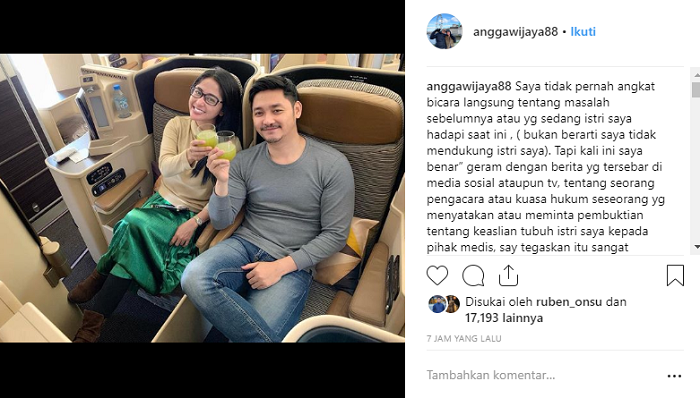 Unggahan Angga Wijaya yang geram ada orang meragukan keaslian tubuh Dewi Perssik