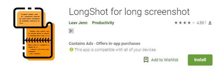 Aplikasi LongShot untuk screenshot