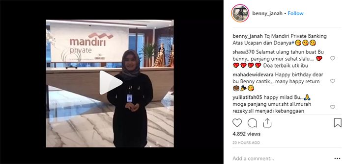 Ucapan selamat ulang tahun untuk Nurbaini Janna sebagai nasabah prioritas